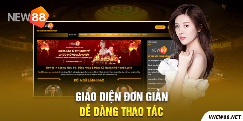 Giao diện website của NEW88